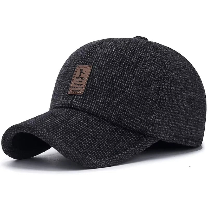 mens caps uk , Men's Hat with Earmuffs Black