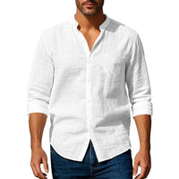 Cotton Linen Shirt for Men Henley Neck | Clothing Casual UK
