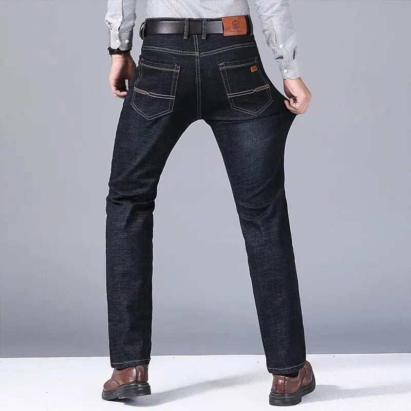 mens jeans uk , New Men Classic Jeans Black Back View