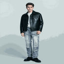 mens jeans uk,  New Men's Blue Denim Jeans for 2025 Breathable and Refreshing Retro styled for Streetwear Versatile and Suitable for All Occasions front View