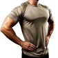 mens t shirt uk, Men Muscle Army Green Shirts Bodybuilding Quick Dry Short Sleeve