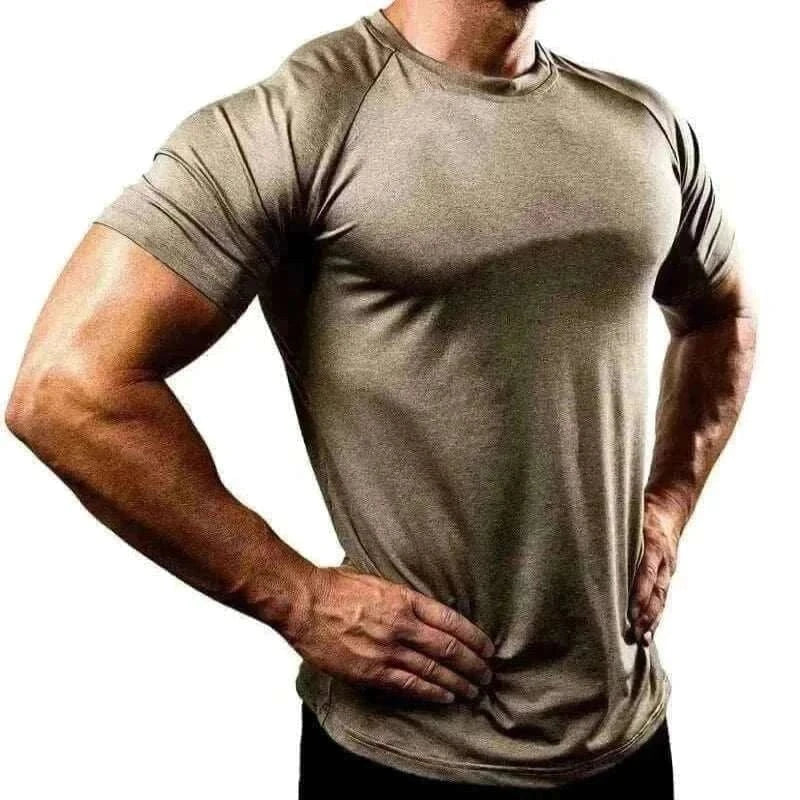 mens t shirt uk, Men Muscle Army Green Shirts Bodybuilding Quick Dry Short Sleeve