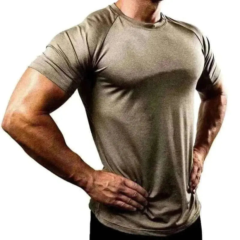 mens t shirt uk, Men Muscle Army Green Shirts Bodybuilding Quick Dry Short Sleeve