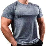 mens t shirt uk offers Men Muscle Gray Shirts Bodybuilding Quick Dry Short Sleeve