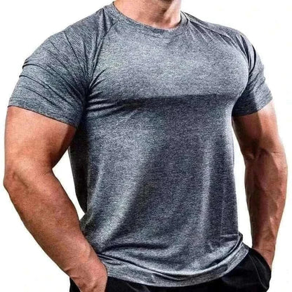 mens t shirt uk offers Men Muscle Gray Shirts Bodybuilding Quick Dry Short Sleeve