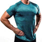 mens t shirt uk offers Men Muscle Sky Blue Shirts Bodybuilding Quick Dry Short Sleeve