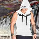 mens t shirts uk ,  Men Wearing Fitness White Sleeveless hoodies with Cotton Material
