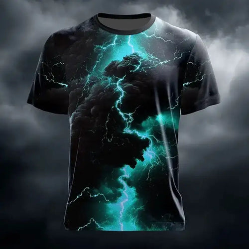 mens t shirts uk, Men's Optical Illusion Lightning T Shirt Short Sleeve Grey