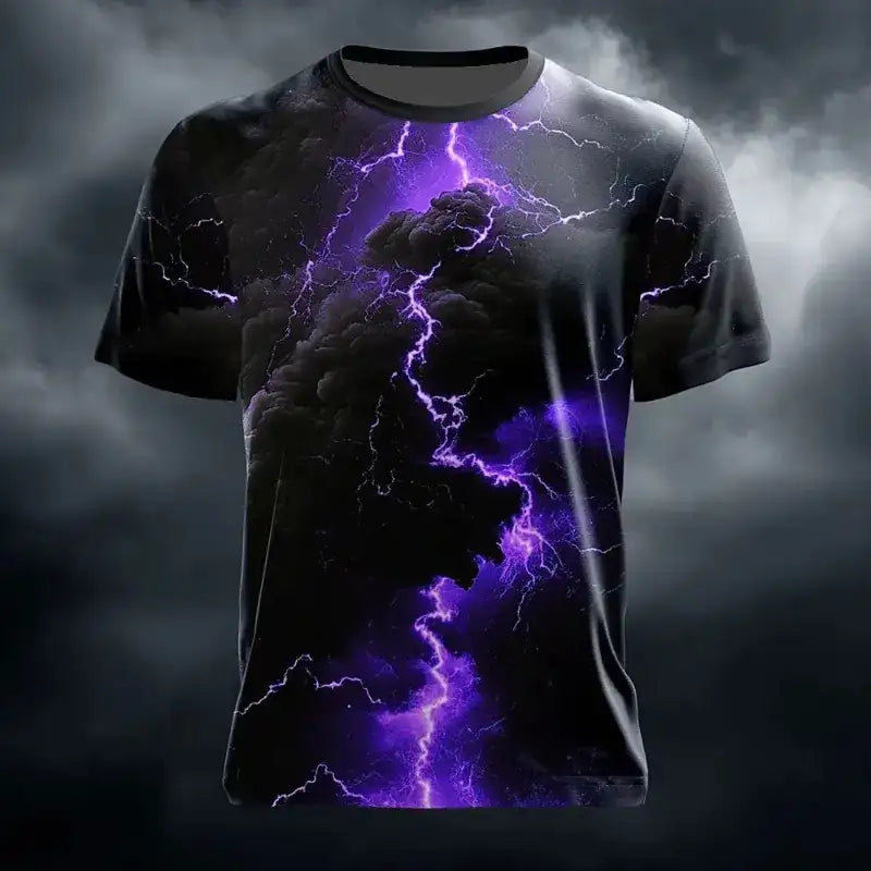 mens t shirts uk, Men's Optical Illusion Lightning T Shirt Short Sleeve Purple