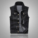 mens t shirts uk | Summer Mens Ripped Denim Vest Black