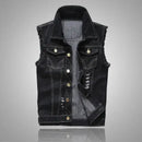 mens t shirts uk | Summer Mens Ripped Denim Vest Black