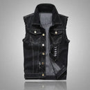 mens t shirts uk | Summer Mens Ripped Denim Vest Black