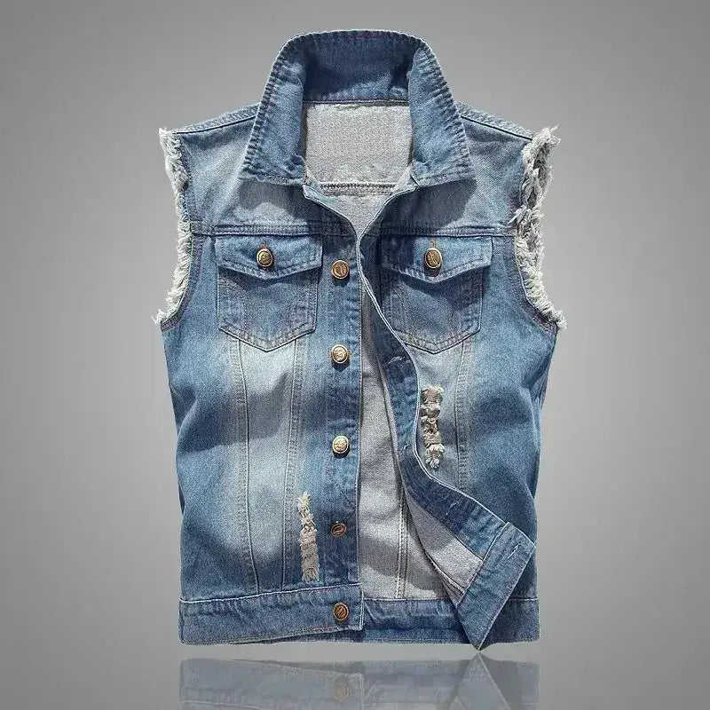 Summer Mens Ripped Denim Vest | Clothing Casual UK
