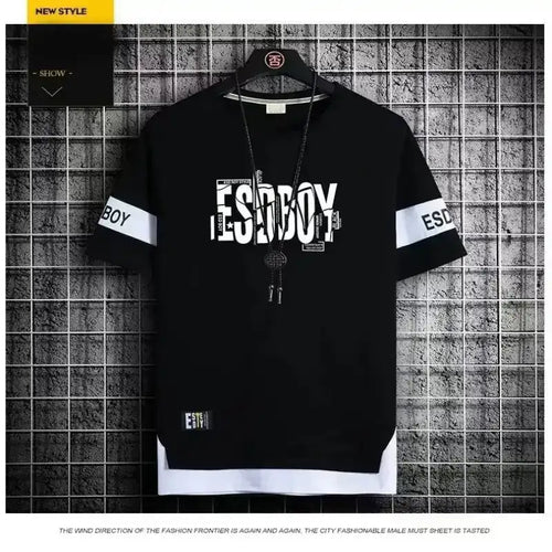 mens t shirts uk | Summer T-shirt for men Round Neck Short sleeved Black