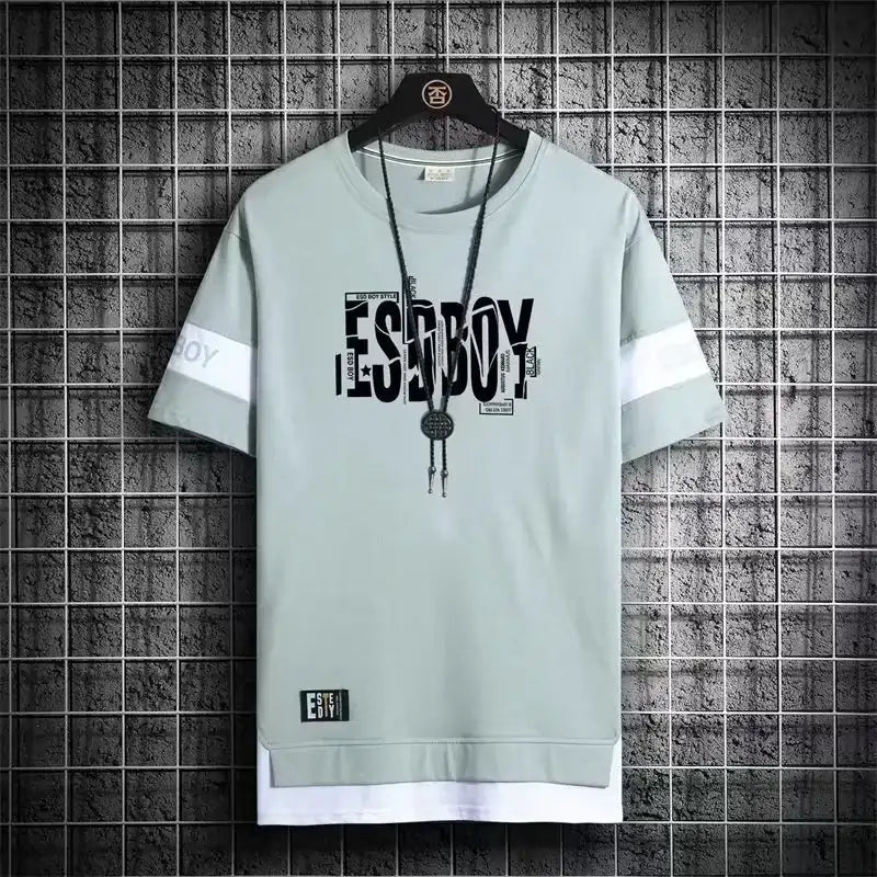 mens t shirts uk | Summer T-shirt for men Round Neck Short sleeved Green