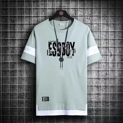mens t shirts uk | Summer T-shirt for men Round Neck Short sleeved Green