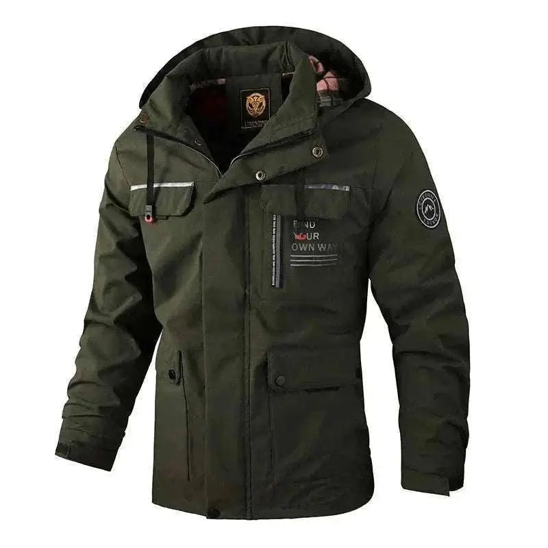 mens winter jackets uk offers New Winter Men Outwear Warm Army Green Removable Jacket