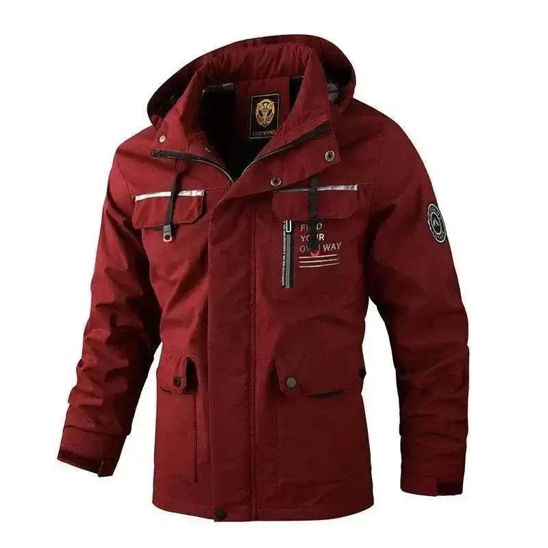 mens winter jackets uk offers New Winter Men Outwear Warm Burgundy Removable Jacket,