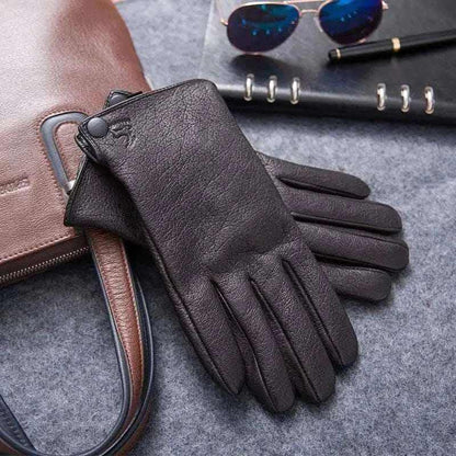 MPPM Winter Gloves Men Genuine Leather Sheepskin for Adult Warm Winter Deerskin Gloves Christmas Gift  Men's Sheepskin Gloves.