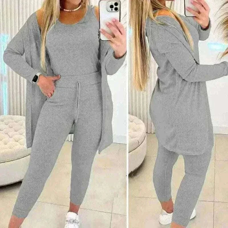 New Autumn Winter Women's Elastic Pajamas Sports Set Crop Top+Long Pants+Coat Woman 3 Pieces Suit Soft Homewear Pyjamas S-3XL.