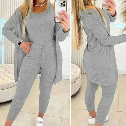 New Autumn Winter Women's Elastic Pajamas Sports Set Crop Top+Long Pants+Coat Woman 3 Pieces Suit Soft Homewear Pyjamas S-3XL.
