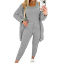 New Autumn Winter Women's Elastic Pajamas Sports Set Crop Top+Long Pants+Coat Woman 3 Pieces Suit Soft Homewear Pyjamas S-3XL.