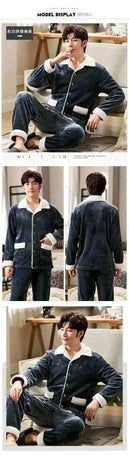 Men's Fashion Style Store Pajamas Sets for Men Winter Thick Warm