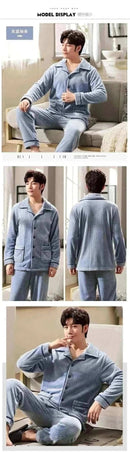 Men's Fashion Style Store Pajamas Sets for Men Winter Thick Warm