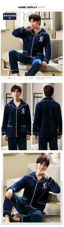 Men's Fashion Style Store Pajamas Sets for Men Winter Thick Warm