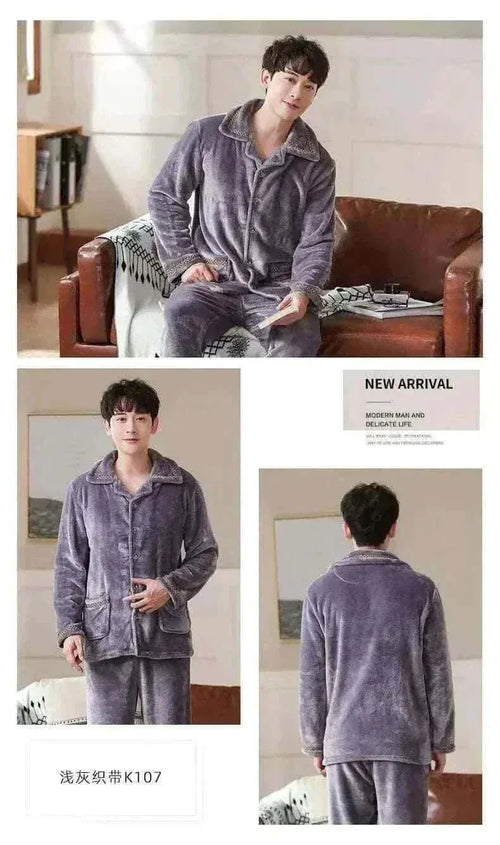Men's Fashion Style Store Pajamas Sets for Men Winter Thick Warm