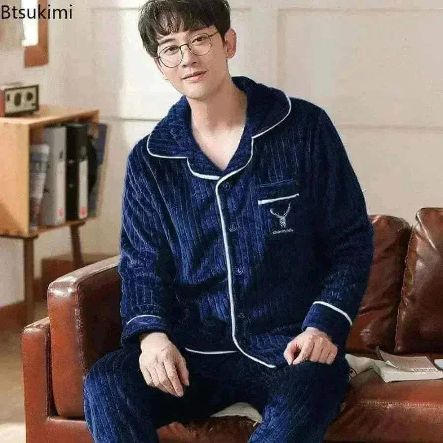 Pajamas Sets for Men Winter Thick Warm.