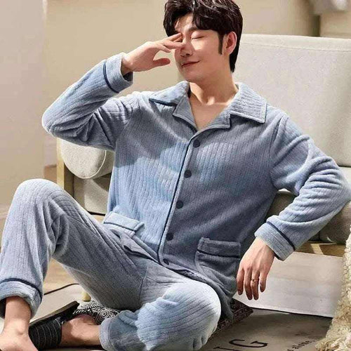 Pajamas Sets for Men Winter Thick Warm.