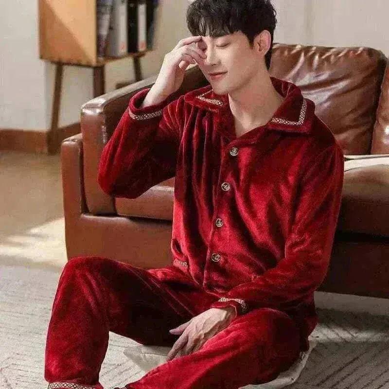 Pajamas Sets for Men Winter Thick Warm.