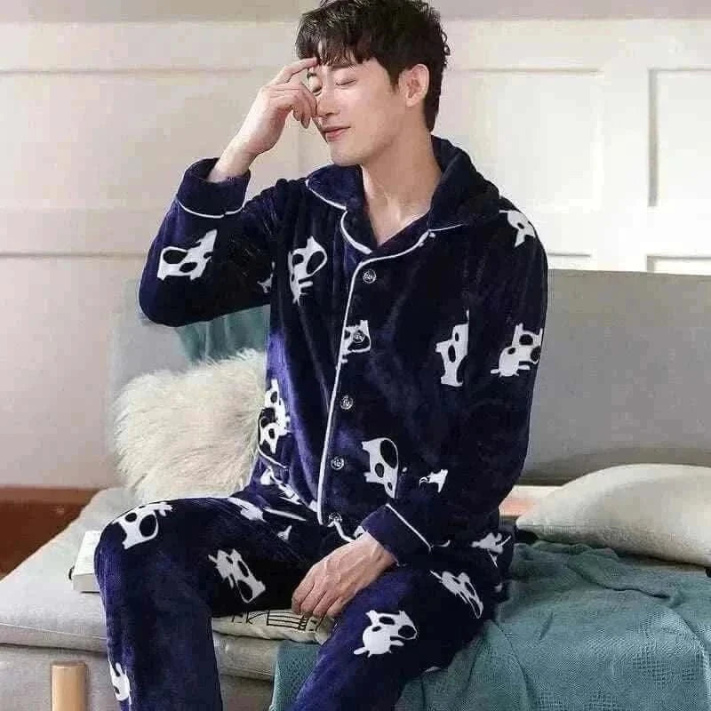 Men's Fashion Style Store K121 / 2XL(75-87.5KG) Pajamas Sets for Men Winter Thick Warm