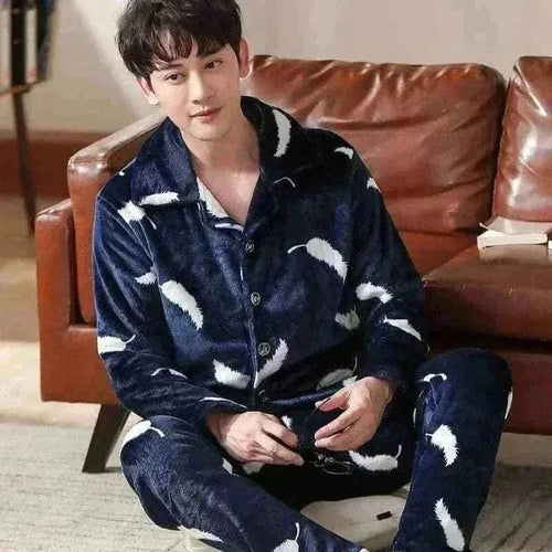 Pajamas Sets for Men Winter Thick Warm.