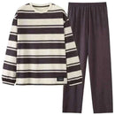 Plus Size M-4XL Men Pajamas Set 100% Cotton Striped Sleepwear Male Long Sleeve Casual Pyjamas.