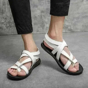 mens sandals uk, Summer Classic Black/White Men Rome Genuine Leather Roman Sandals Gladiator 2023 Breathable Sandals Romanas Hombre Flat Sandles