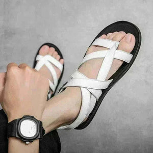 mens sandals uk, Summer Classic White Men Rome Genuine Leather Roman Sandals Gladiator