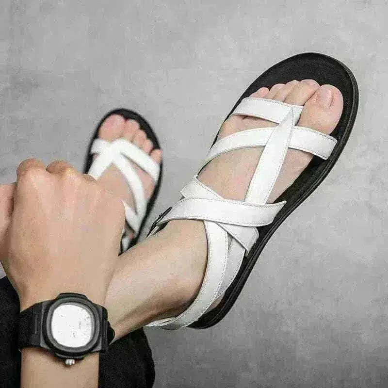 mens sandals uk, Summer Classic White Men Rome Genuine Leather Roman Sandals Gladiator