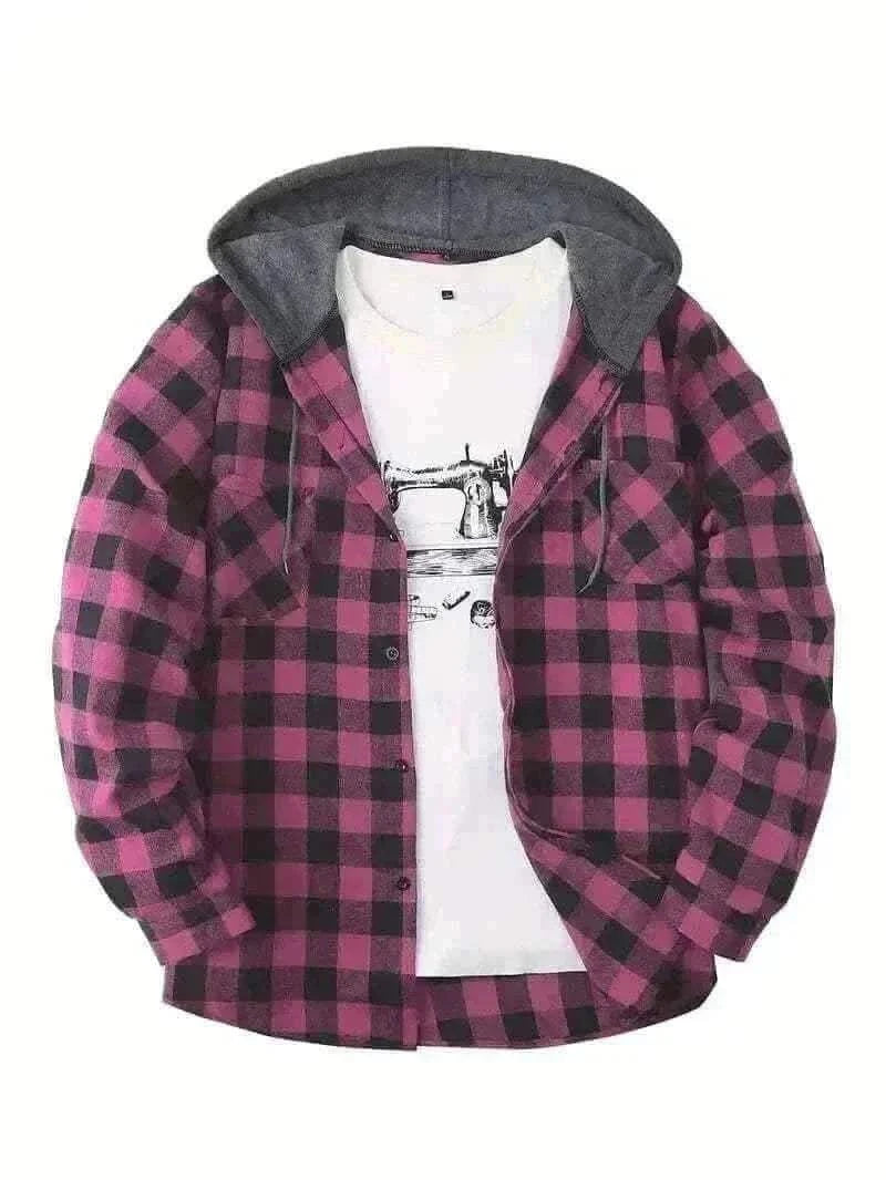  Men's Fashion Style Store Dark Pink Red / XXL Shirt Jackets