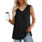 Women Wearing Black Summer Pleated Tank Tops