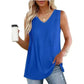 Women Wearing Blue  Summer Pleated Tank Tops