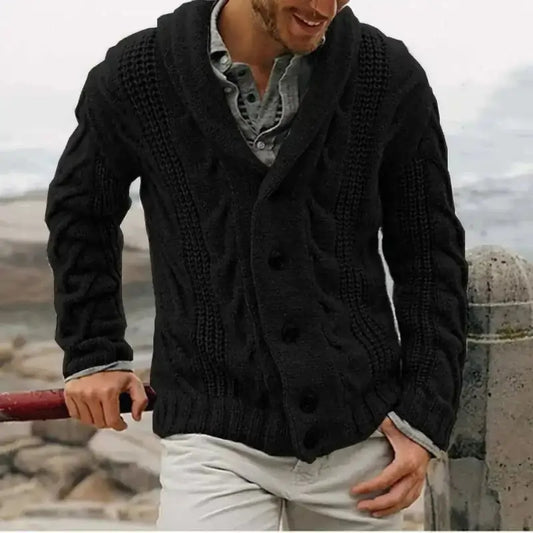 sweaters collections offers  men's single-breasted loose models coarse Black needle sweater