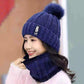 Terokk Winter Knitted Scarf Hat Set Windproof Neck Protective Warm