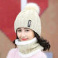 Terokk Winter Knitted Scarf Hat Set Windproof Neck Protective Warm