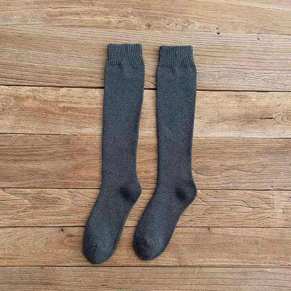 Winter Men's New High-Grade Thick Warm Solid Color Wool Material Fashion Casual Calf Long Socks 3 Pair.
