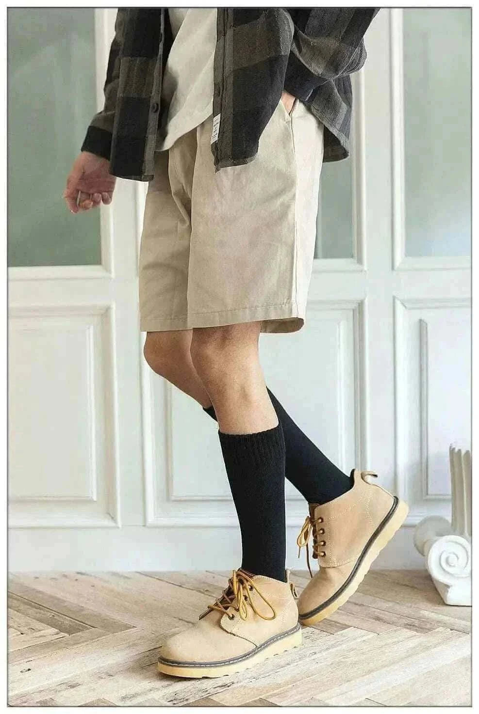 Winter Men's New High-Grade Thick Warm Solid Color Wool Material Fashion Casual Calf Long Socks 3 Pair.