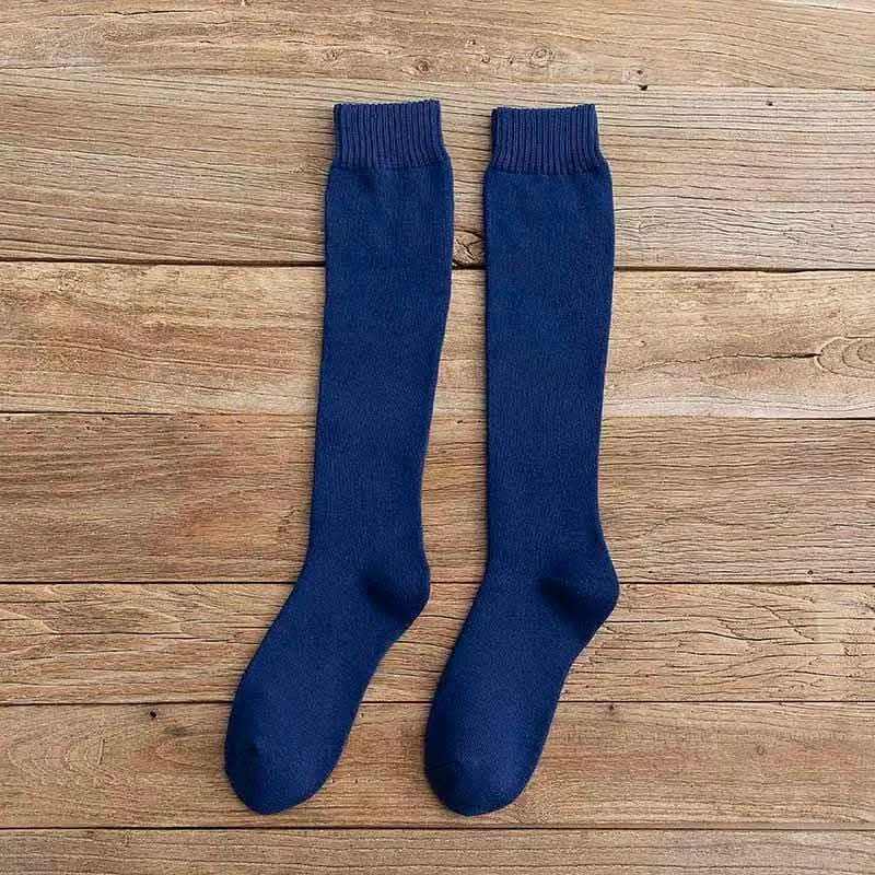 Winter Men's New High-Grade Thick Warm Solid Color Wool Material Fashion Casual Calf Long Socks 3 Pair.