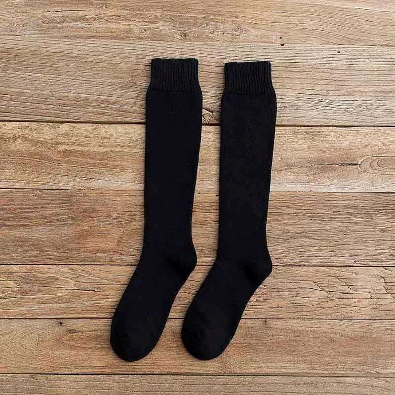 Winter Men's New High-Grade Thick Warm Solid Color Wool Material Fashion Casual Calf Long Socks 3 Pair.