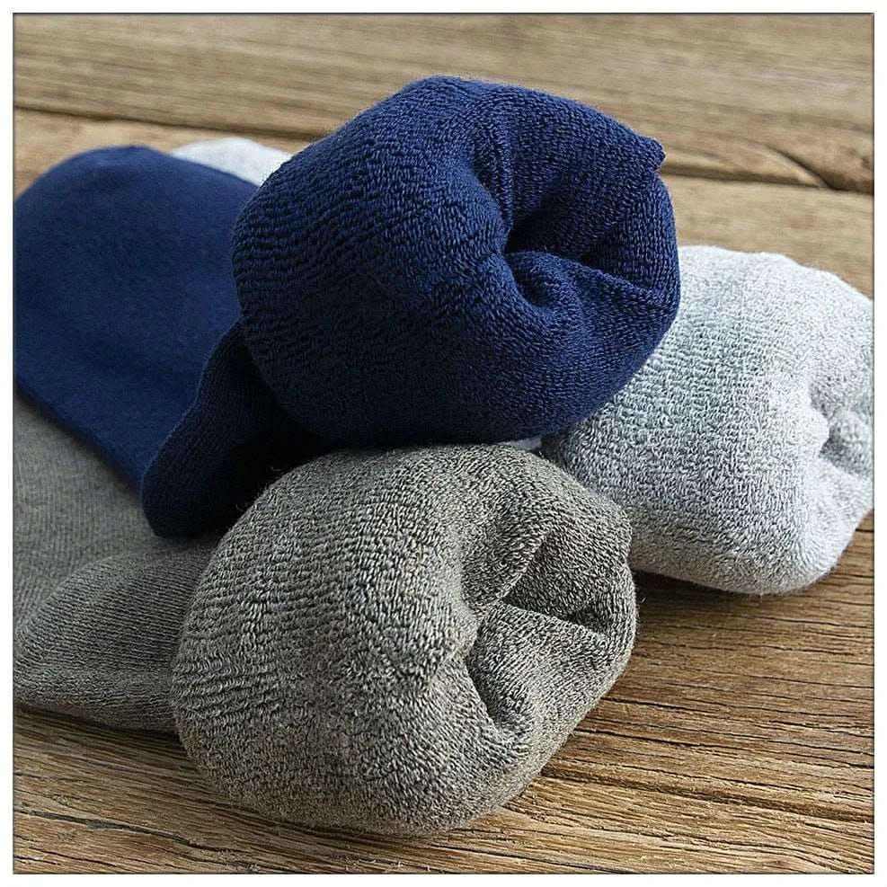 Men's Fashion Style Store Winter Men's New High-Grade Thick Warm Solid Color Wool Material Fashion Casual Calf Long Socks 3 Pair